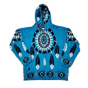 Yari Artesanias M Aztec Native Southwestern Hoodie Alpaca Wool Blanket Sweater